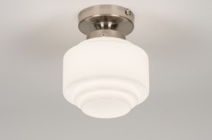 plafondlamp 11543 landelijk retro klassiek eigentijds klassiek art deco glas wit opaalglas wit mat rond