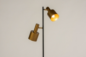 staande lamp 11663 modern retro metaal zwart mat goud rond