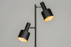 staande lamp 11664 modern retro metaal zwart mat roodkoper rond