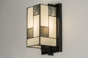 wandlamp 11680 landelijk klassiek eigentijds klassiek art deco glas zwart mat wit mat beige langwerpig