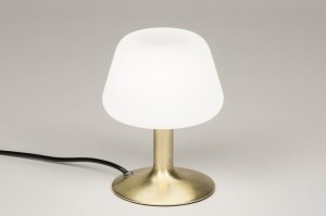tafellamp 11898 modern retro klassiek eigentijds klassiek glas wit opaalglas messing (kleur) geschuurd wit goud messing (kleur)