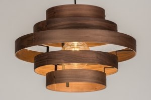 hanglamp 11990 landelijk modern retro eigentijds klassiek hout donker hout metaal bruin hout rond