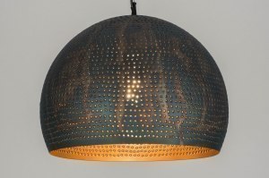 hanglamp 12130 landelijk modern eigentijds klassiek metaal zwart bruin koper meerkleurig rond