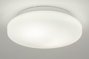plafondlamp 12471 modern glas wit opaalglas metaal wit mat rond