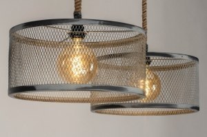 hanglamp 12579 industrieel landelijk modern stoer raw staal rvs metaal zwart mat grijs antraciet donkergrijs betongrijs naturel rond langwerpig