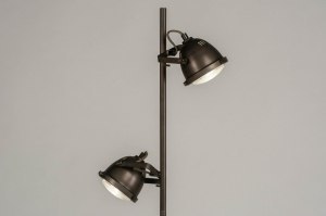 vloerlamp 12589 industrieel landelijk stoer raw retro hout metaal oldmetal (gunmetal) zwart antraciet donkergrijs gunmetal (oldmetal) rond