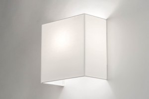 wandlamp 12627 modern stof wit vierkant