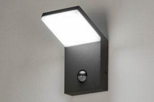 wandlamp 12856 modern aluminium metaal zwart antraciet vierkant rechthoekig