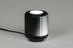 Tischleuchte 12889 modern coole Lampen grob Metall schwarz rund