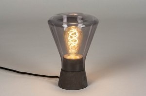 tafellamp 12900 modern retro glas beton zwart grijs antraciet donkergrijs rond