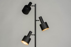 staande lamp 13018 modern retro metaal zwart mat roodkoper rond