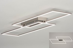 Deckenleuchte 13102 modern Edelstahl gebuerstetes Aluminium Metall Aluminium stahlgrau laenglich