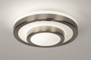 plafondlamp 13139 modern glas wit opaalglas staal rvs metaal wit mat staalgrijs rond