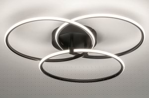 plafondlamp 13144 modern metaal zwart mat rond