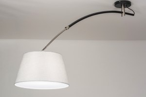 hanglamp 13157 modern stof kunststof acrylaat kunststofglas metaal zwart mat grijs rond langwerpig