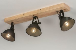 Spot 13194 Industrielook laendlich modern Holz helles Holz Metall schwarz matt rund