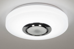 plafondlamp 13250 modern kunststof wit chroom rond