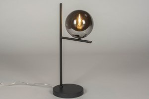 Tischleuchte 13261 modern Retro Art deco Glas Metall schwarz grau anthrazit rund