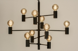 hanglamp 13318 modern eigentijds klassiek art deco metaal zwart mat rond