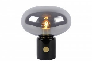 tafellamp 13345 modern retro eigentijds klassiek art deco glas marmer zwart grijs goud messing (kleur) rond