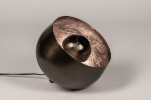 tafellamp 13381 industrie look modern stoer raw metaal nikkel zwart grijs bruin rond