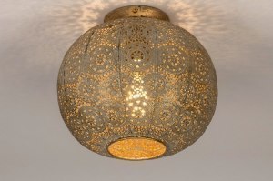 plafondlamp 13463 landelijk modern eigentijds klassiek metaal wit grijs goud rond