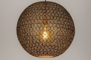 hanglamp 13471 modern eigentijds klassiek metaal zwart mat goud rond