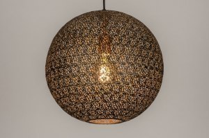 hanglamp 13472 modern eigentijds klassiek metaal zwart mat goud rond