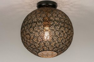 plafondlamp 13473 modern eigentijds klassiek metaal zwart mat goud rond