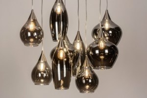 hanglamp 13511 sale modern eigentijds klassiek art deco glas staal rvs metaal grijs bruin staalgrijs rond