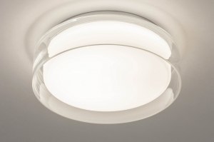 plafondlamp 13524 modern glas wit opaalglas helder glas wit chroom rond