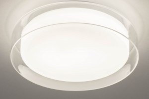 plafondlamp 13525 modern glas wit opaalglas helder glas wit rond