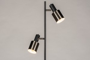 vloerlamp 13614 modern retro staal rvs metaal zwart mat staalgrijs rond