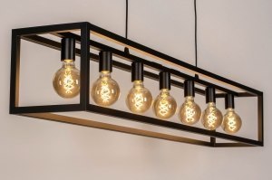 hanglamp 13648 industrie look modern stoere lampen metaal zwart mat langwerpig rechthoekig