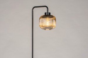 staande lamp 13658 modern retro eigentijds klassiek art deco glas metaal zwart mat grijs rond
