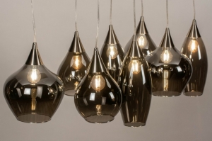 Pendelleuchte 13688 Sale modern zeitgemaess klassisch Glas Edelstahl Metall grau braun stahlgrau rund laenglich rechteckig