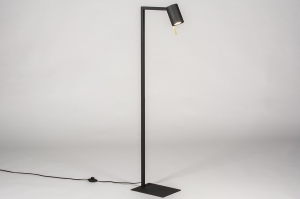 staande lamp 13778 industrieel modern eigentijds klassiek metaal zwart mat goud mat messing rond vierkant rechthoekig