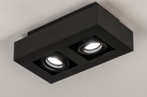 plafondlamp 13784 design modern metaal zwart mat rechthoekig