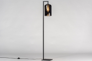 staande lamp 13848 modern retro eigentijds klassiek art deco glas metaal zwart mat grijs rond rechthoekig