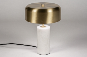 tafellamp 13884 modern retro eigentijds klassiek art deco messing (kleur) geschuurd marmer wit goud messing (kleur) rond