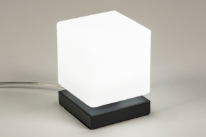 tafellamp 13947 modern glas wit opaalglas metaal wit mat antraciet donkergrijs vierkant