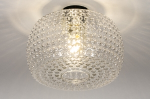 plafondlamp 13973 design landelijk rustiek retro klassiek eigentijds klassiek art deco glas helder glas messing messing rond