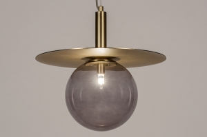 hanglamp 13974 sale design modern klassiek eigentijds klassiek art deco glas messing geschuurd grijs messing rond