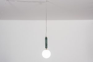 hanglamp 13990 design landelijk modern eigentijds klassiek art deco messing marmer groen messing