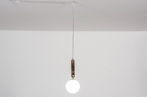 hanglamp 13991 design landelijk modern eigentijds klassiek art deco messing marmer bruin messing
