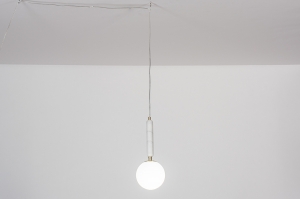 hanglamp 13992 design landelijk modern eigentijds klassiek messing marmer wit messing