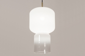 hanglamp 14000 design modern retro eigentijds klassiek glas wit opaalglas helder glas wit rond