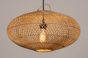 hanglamp 14041 modern retro hout riet hout naturel rond