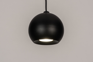 hanglamp 14055 modern retro metaal zwart mat rond