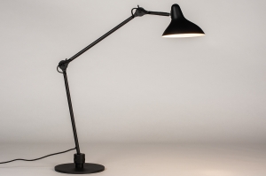 tafellamp 14093 industrieel modern stoere lampen retro eigentijds klassiek metaal zwart mat rond